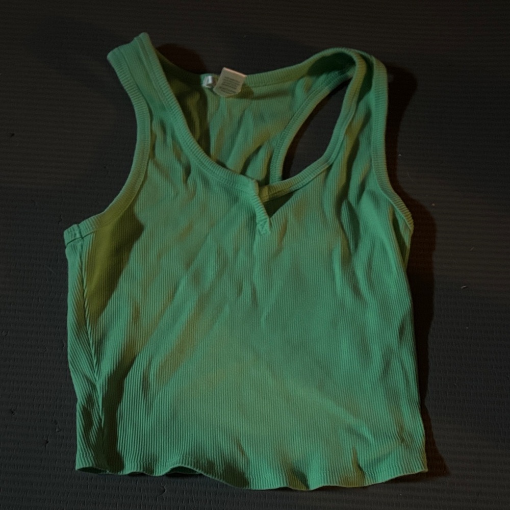 Bozzolo Mint Green Ribbed Tank Top